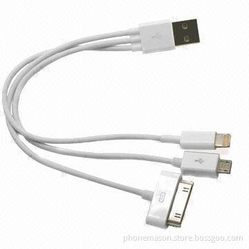 3-in-1 USB cable for iPhone 4/S/5 with micro USB